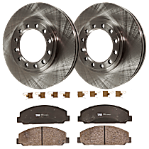Front Brake Disc and Pad Kit, Plain Surface, 12 Lugs, Semi-Metallic, Front Disc Brakes