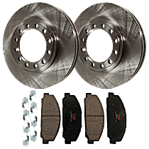 Front Brake Disc and Pad Kit, Plain Surface, 12 Lugs, Semi-Metallic, Front Disc Brakes