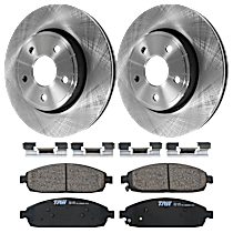 4-Piece Kit Front Brake Disc and Pad Kit, Plain Surface, 5 Lugs, Ceramic, Sport, 3.7L 6Cyl,  Includes (2) Brake Disc and (1) Brake Pad Set