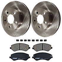 4-Piece Kit Front Brake Disc and Pad Kit, Plain Surface, 5 Lugs, Ceramic, 2.4L 4Cyl,  Includes (2) Brake Disc and (1) Brake Pad Set