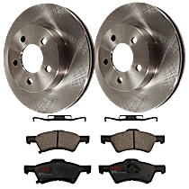4-Piece Kit Front Brake Disc and Pad Kit, Plain Surface, 5 Lugs, Ceramic, 3.7L 6Cyl,  Includes (2) Brake Disc and (1) Brake Pad Set