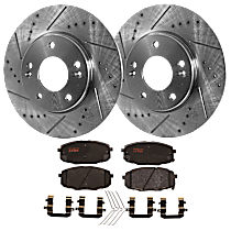 KIT-072924-2590 Front Brake Disc and Pad Kit, Cross-drilled and Slotted 5 Lugs Ceramic