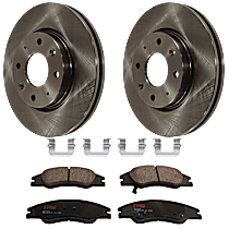 4-Piece Kit Front Brake Disc and Pad Kit, Plain Surface, 4 Lugs, Ceramic, SX, 2.0L 4Cyl,  Includes (2) Brake Disc and (1) Brake Pad Set