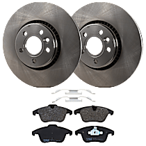 Front Brake Disc and Pad Kit, Plain Surface, 5 Lugs, Semi-Metallic, 316mm Front Disc, 300mm Brake Rotor