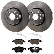 Front Brake Disc and Pad Kit, Plain Surface 5 Lugs Semi-metallic