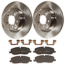 Front Brake Disc and Pad Kit, Plain Surface, 5 Lugs, Ceramic