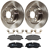 Front Brake Disc and Pad Kit, Plain Surface, 5 Lugs, Semi-Metallic