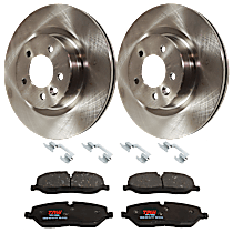 Front Brake Disc and Pad Kit, Plain Surface, 5 Lugs, Semi-Metallic