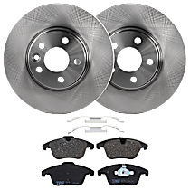 Front Brake Disc and Pad Kit, Plain Surface 5 Lugs Semi-metallic