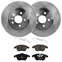 Front Brake Disc and Pad Kit, Plain Surface 5 Lugs Semi-metallic