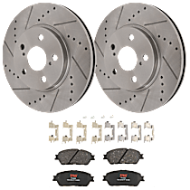 KIT-072924-2682 Front Brake Disc and Pad Kit, Cross-drilled and Slotted 5 Lugs Ceramic