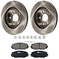 Front Brake Disc and Pad Kit, Plain Surface, 5 Lugs, Ceramic