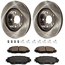 Front Brake Disc and Pad Kit, Plain Surface, 5 Lugs, Ceramic