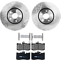 Front Brake Disc and Pad Kit, Plain Surface, 5 Lugs, Ceramic