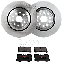 Front Brake Disc and Pad Kit, Plain Surface, 5 Lugs, Semi-Metallic