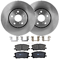 4-Piece Kit Front Brake Disc and Pad Kit, Plain Surface, 5 Lugs, Ceramic, Base, 3.3L 6Cyl,  Includes (2) Brake Disc and (1) Brake Pad Set