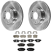 Front Brake Disc and Pad Kit, Plain Surface 5 Lugs Semi-metallic