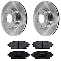 Front Brake Disc and Pad Kit, Plain Surface 5 Lugs Semi-metallic