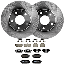 Front Brake Disc and Pad Kit, Plain Surface, 5 Lugs, Semi-Metallic, FWD