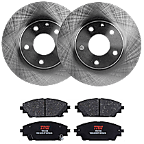 Front Brake Disc and Pad Kit, Plain Surface, 5 Lugs, Semi-Metallic, FWD