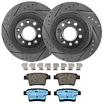 KIT-072924-2927 Rear Brake Disc and Pad Kit, Cross-drilled and Slotted 5 Lugs Ceramic