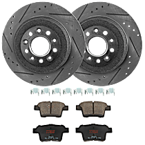 KIT-072924-2928 Rear Brake Disc and Pad Kit, Cross-drilled and Slotted 5 Lugs Ceramic