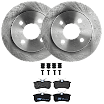 Rear Brake Disc and Pad Kit, Plain Surface, 4 Lugs, Semi-Metallic, FWD, For Models With Rear Disc