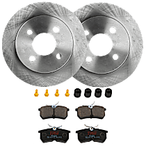 Rear Brake Disc and Pad Kit, Plain Surface, 4 Lugs, Semi-Metallic, FWD, For Models With Rear Disc