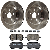 Rear Brake Disc and Pad Kit, Plain Surface, 5 Lugs, Ceramic