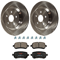 Rear Brake Disc and Pad Kit, Plain Surface, 5 Lugs, Ceramic