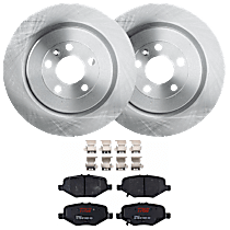 Rear Brake Disc and Pad Kit, Plain Surface 5 Lugs Semi-metallic
