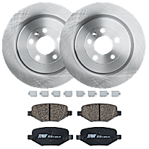 Rear Brake Disc and Pad Kit, Plain Surface, 5 Lugs, Ceramic, 345mm Rear Disc, Heavy Duty Brakes