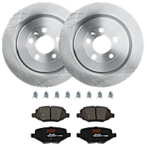 Rear Brake Disc and Pad Kit, Plain Surface, 5 Lugs, Ceramic