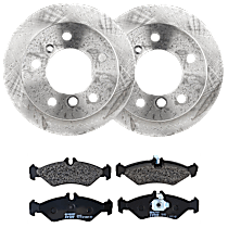 KIT-072924-3025 Rear Brake Disc and Pad Kit, Plain Surface 5 Lugs Semi-Metallic