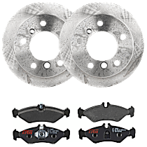 KIT-072924-3027 Rear Brake Disc and Pad Kit, Plain Surface 5 Lugs Semi-Metallic
