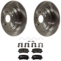 4-Piece Kit Rear Brake Disc and Pad Kit, Plain Surface, 5 Lugs, Semi-Metallic, RTL, 3.5L 6Cyl,  Includes (2) Brake Disc and (1) Brake Pad Set