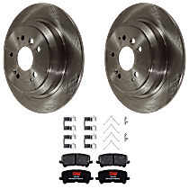 4-Piece Kit Rear Brake Disc and Pad Kit, Plain Surface, 5 Lugs, Semi-Metallic, Black Edition, 3.5L 6Cyl,  Includes (2) Brake Disc and (1) Brake Pad Set