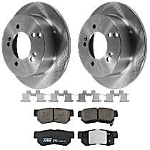 Rear Brake Disc and Pad Kit, Plain Surface, 5 Lugs, Ceramic