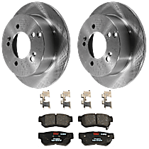 Rear Brake Disc and Pad Kit, Plain Surface, 5 Lugs, Ceramic