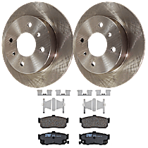 Rear Brake Disc and Pad Kit, Plain Surface, 4 Lugs, Ceramic