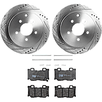Rear Brake Disc and Pad Kit, Cross-drilled and Slotted, 5 Lugs, Semi-Metallic, For Models Without Sport Brake, Sport Package