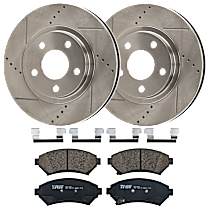KIT-072924-32 Front Brake Disc and Pad Kit, Cross-drilled and Slotted 5 Lugs Ceramic