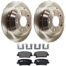 4-Piece Kit Rear Brake Disc and Pad Kit, Plain Surface, 5 Lugs, Ceramic, SX Limited, 3.3L 6Cyl,  Includes (2) Brake Disc and (1) Brake Pad Set