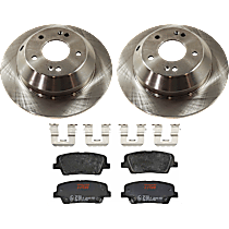 4-Piece Kit Rear Brake Disc and Pad Kit, Plain Surface, 5 Lugs, Ceramic, SX, 3.3L 6Cyl,  Includes (2) Brake Disc and (1) Brake Pad Set