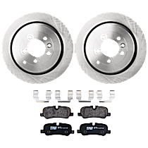 Rear Brake Disc and Pad Kit, Plain Surface, 5 Lugs, Semi-Metallic