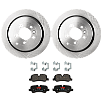 Rear Brake Disc and Pad Kit, Plain Surface, 5 Lugs, Semi-Metallic