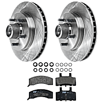 4-Piece Kit Front Brake Disc and Pad Kit, Plain Surface, 5 Lugs, Semi-metallic, RWD, 6.5L 8Cyl,  Includes (2) Brake Disc and (1) Brake Pad Set