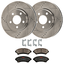 KIT-072924-34 Front Brake Disc and Pad Kit, Cross-drilled and Slotted 5 Lugs Ceramic