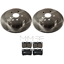 4-Piece Kit Rear Brake Disc and Pad Kit, Plain Surface, 5 Lugs, Ceramic, C, 3.5L 6Cyl,  Includes (2) Brake Disc and (1) Brake Pad Set
