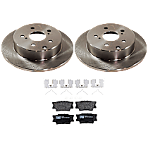 Rear Brake Disc and Pad Kit, Plain Surface, 5 Lugs, Semi-Metallic
